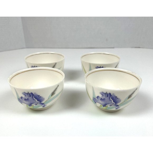 Otagiri Other Iris Bouquet Set Of 4 Teacup Cups Otagiri Handpainted